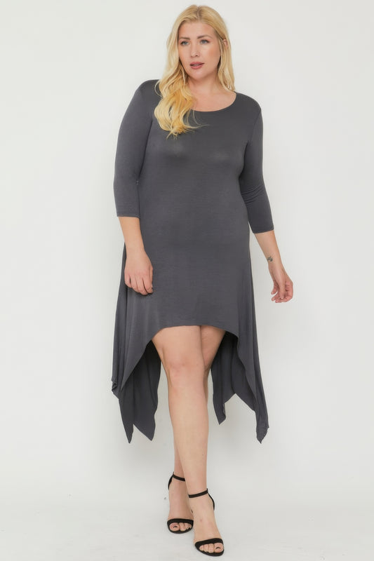 Plus Size Asymmetrical Raw Edge Hem Solid Dress – Stylish & Comfortable – men’s fashion, stylish and versatile