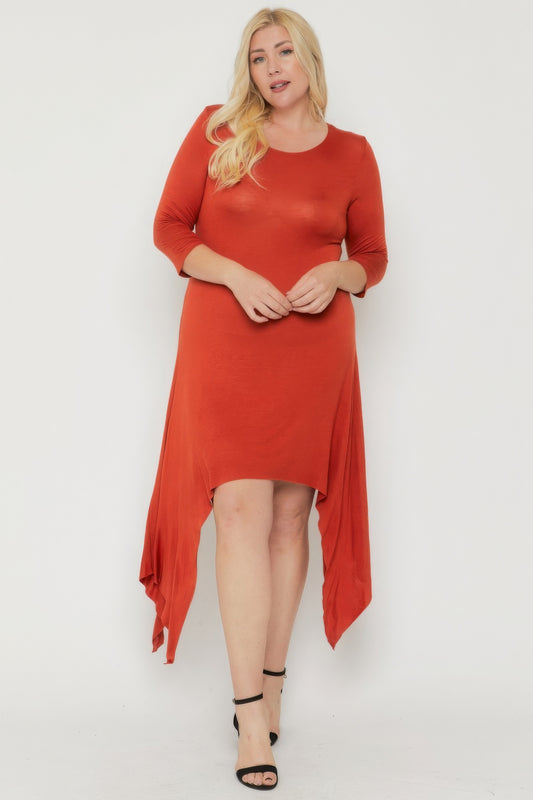Plus Size Asymmetrical Raw Edge Hem Solid Dress – Stylish & Comfortable – men’s fashion, stylish and versatile