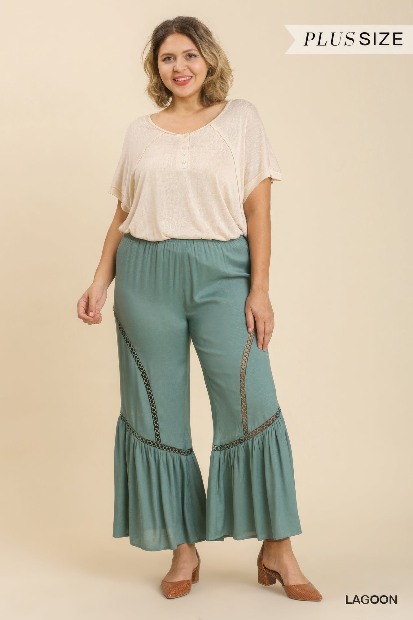 Plus Size Wide Leg Elastic Waist Lace Tape Pants β Stylish & Comfortable β menβs fashion, stylish and versatile