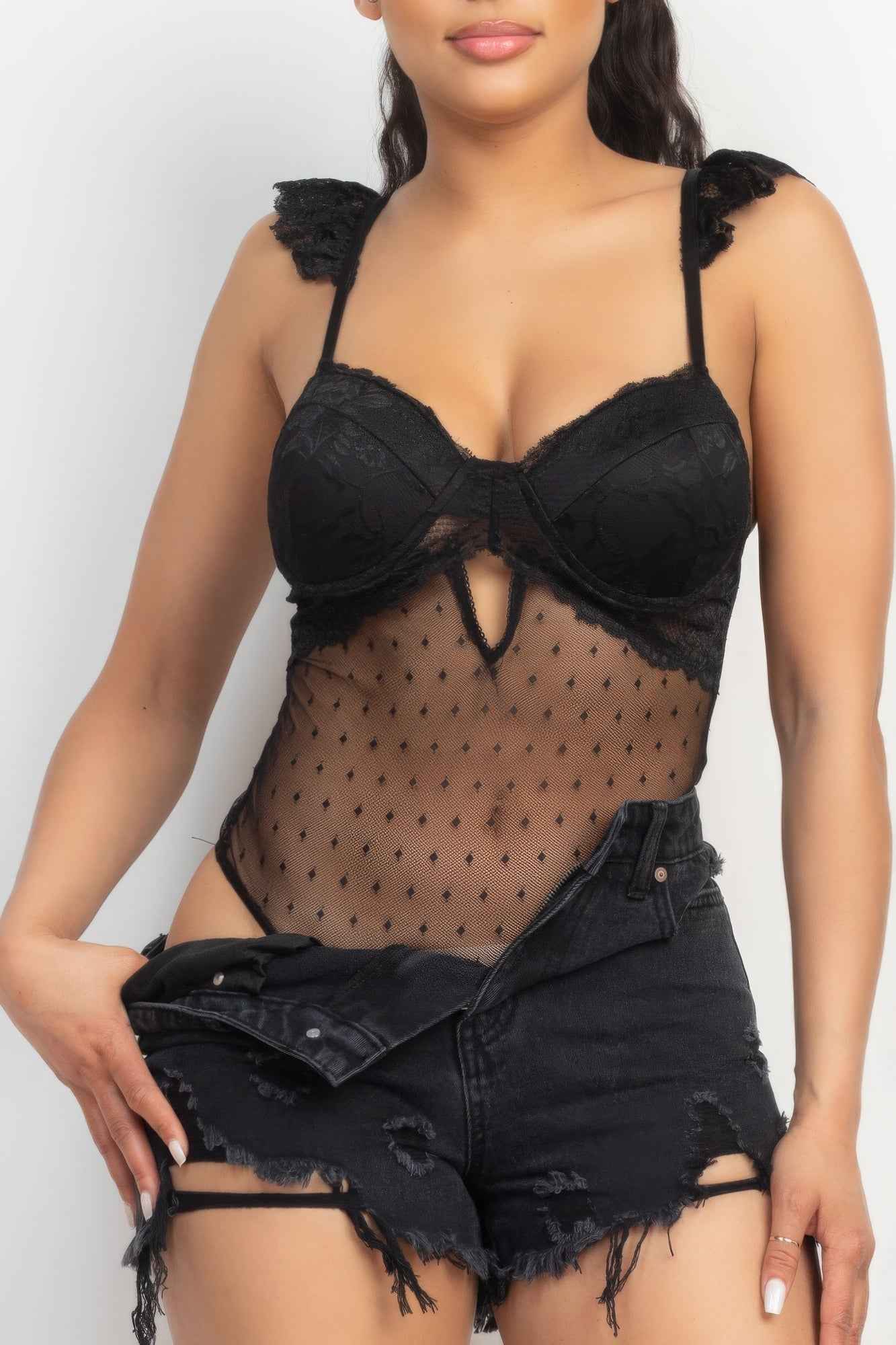 Sale - Sweetheart Cut-out Cami Ruffled Bodysuit – On Sale Now