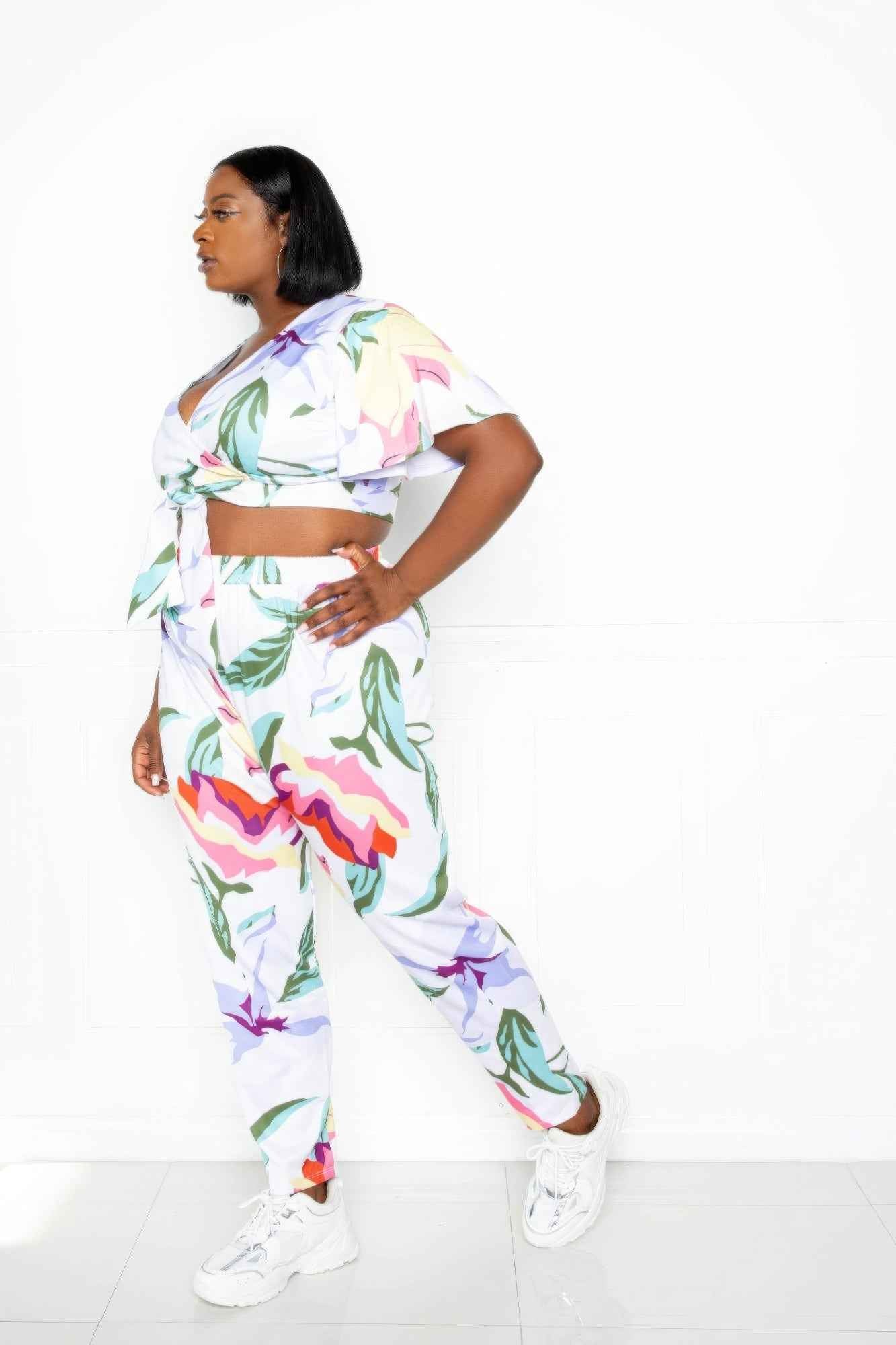 Plus Size Flower Jogger & Top Set β Stylish & Comfortable β menβs fashion, stylish and versatile