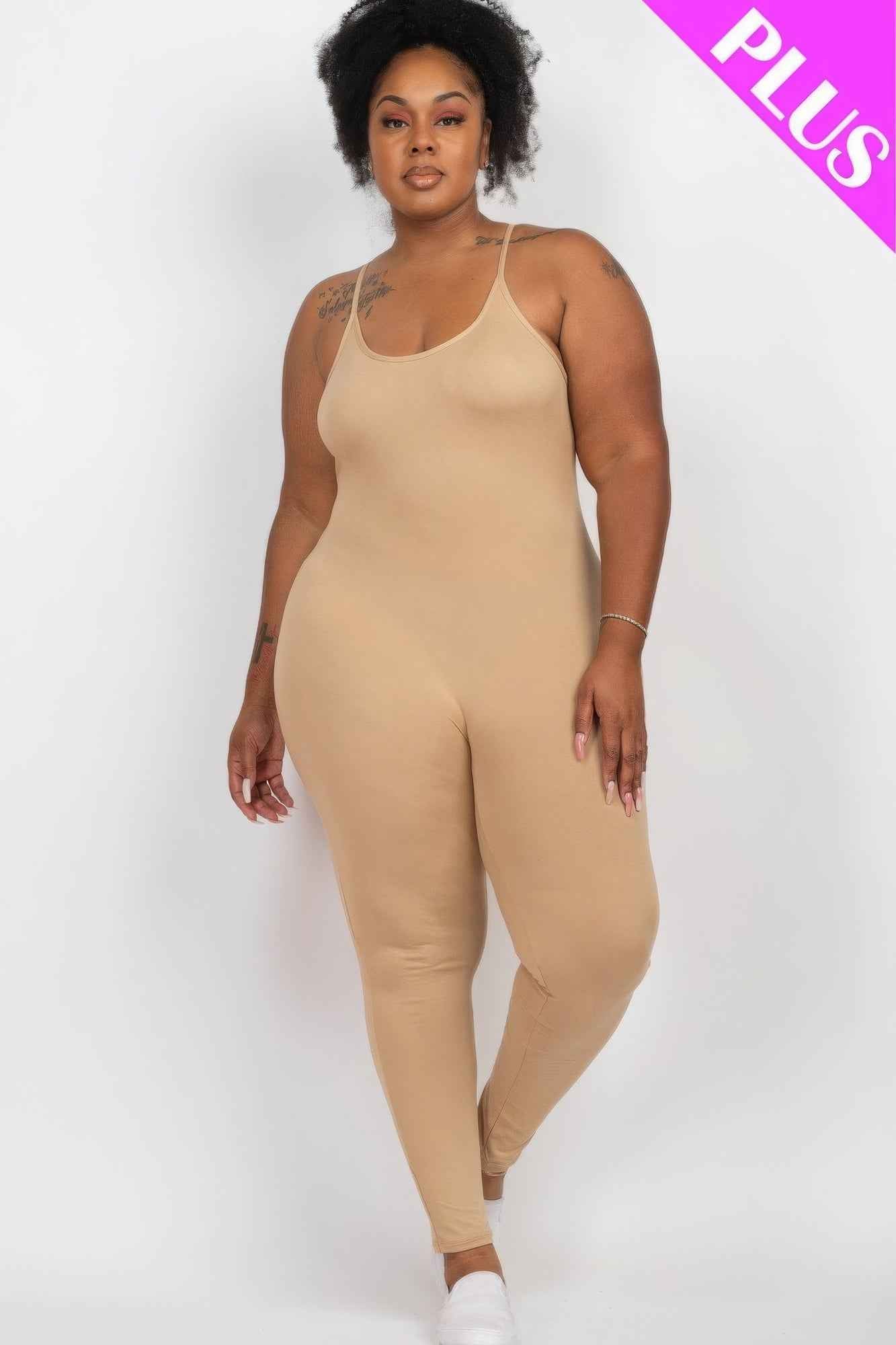 Plus Size Solid Bodycon Cami Jumpsuit β Stylish & Comfortable β menβs fashion, stylish and versatile