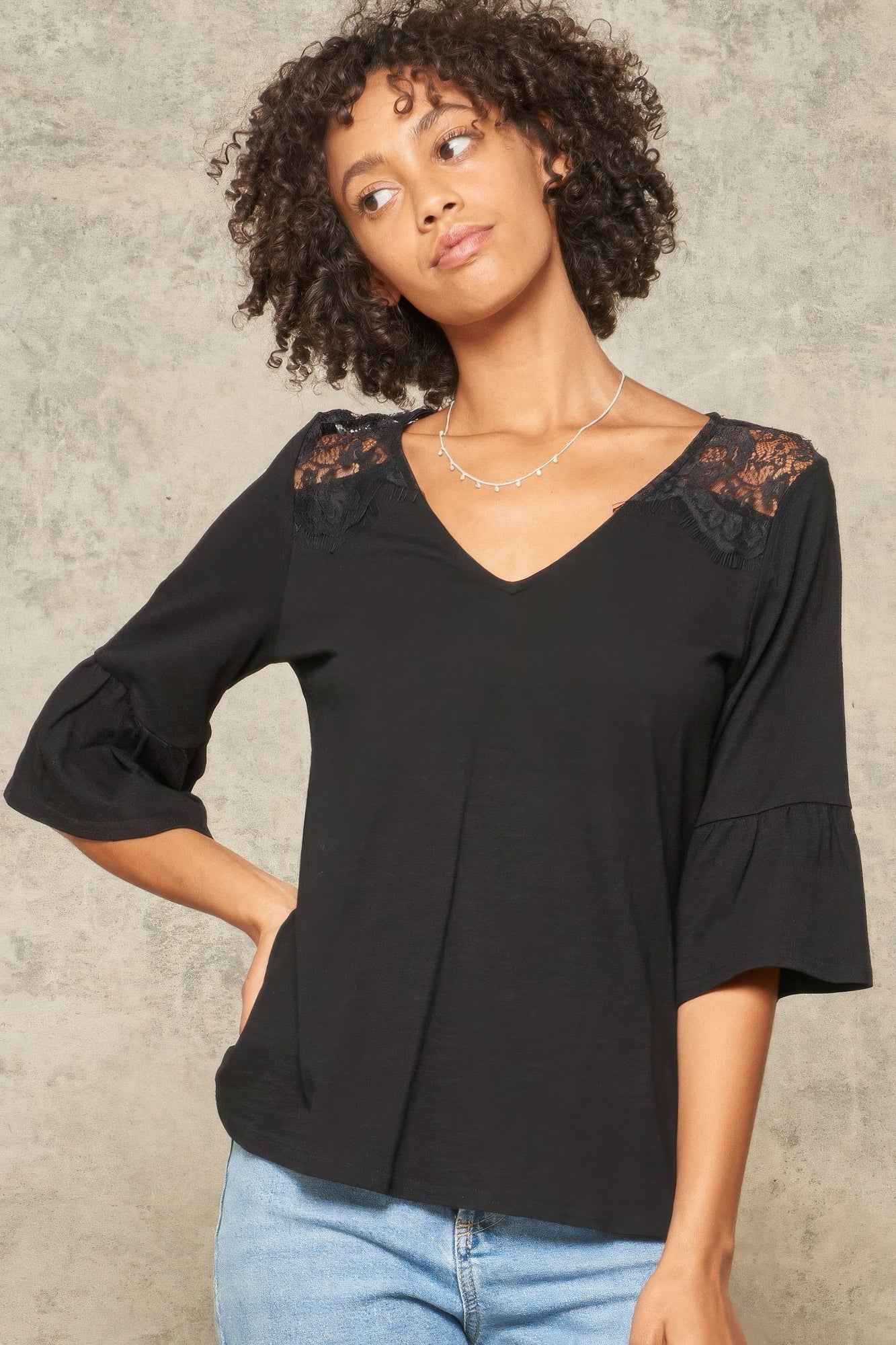 Sale - A Knit Top With Deep V Neckline And Yoke Design – On Sale Now