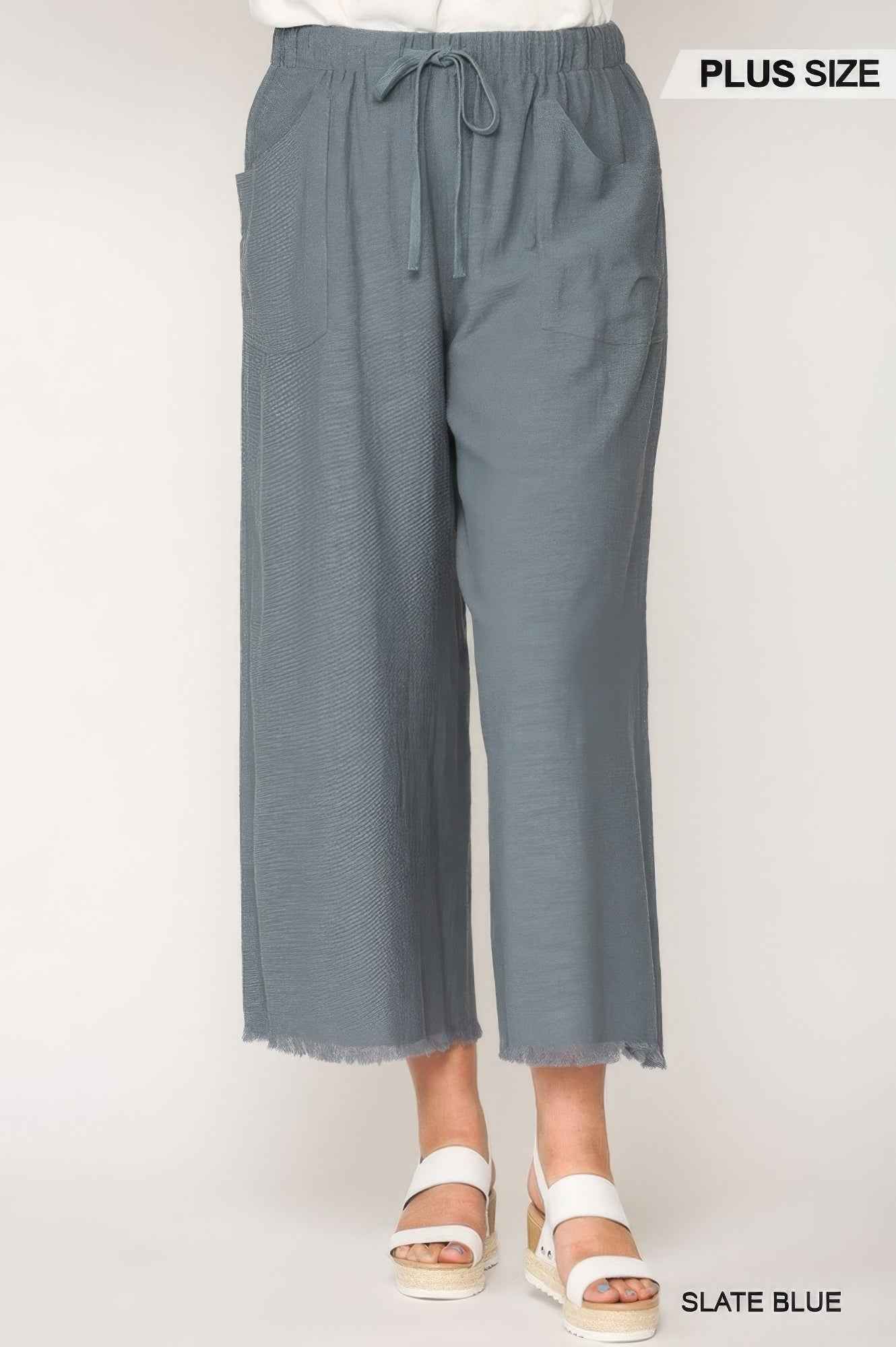 Plus Size Frayed Wide Leg Pants With Pockets β Stylish & Comfortable β menβs fashion, stylish and versatile