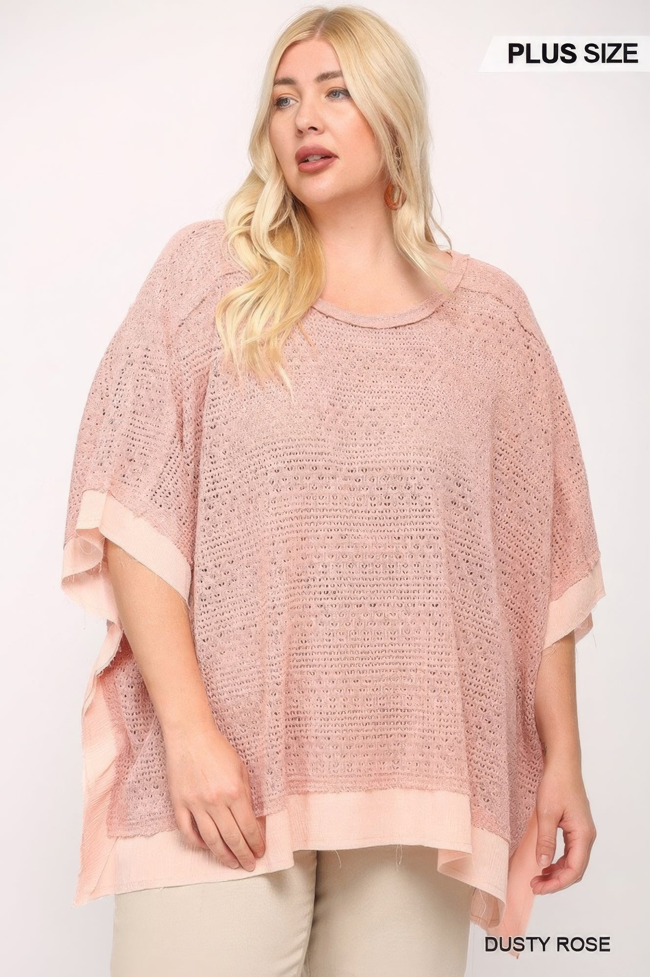 Plus Size Light Knit And Woven Mixed Boxy Top With Poncho Sleeve β Stylish & Comfortable β menβs fashion, stylish and versatile