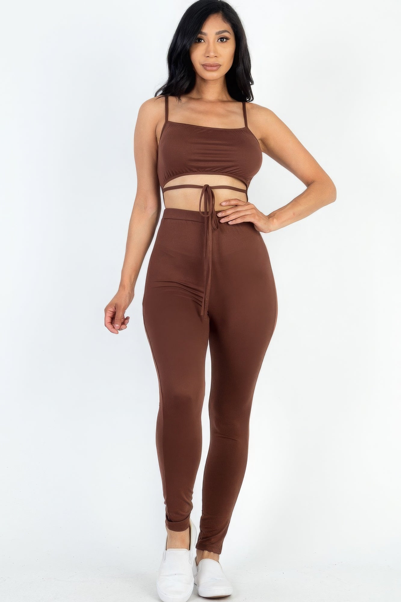 Solid Tie Front Cut Out Jumpsuit – multicolor, fashion, women style