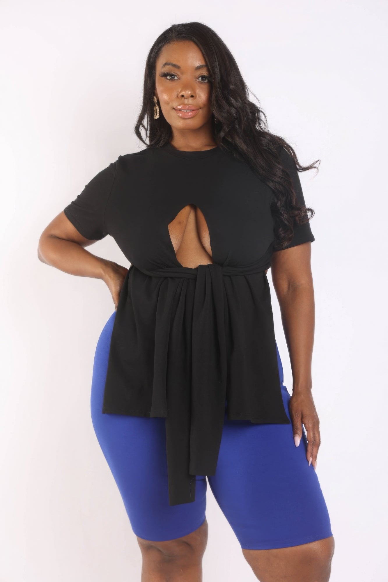 Plus Size Tie Detailed Slit T Shirt β Stylish & Comfortable β menβs fashion, stylish and versatile