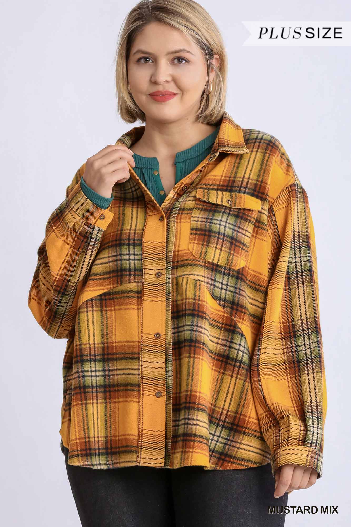 Plus Size Plaid Collar Button Down Overshirt With Front Pockets β Stylish & Comfortable β menβs fashion, stylish and versatile