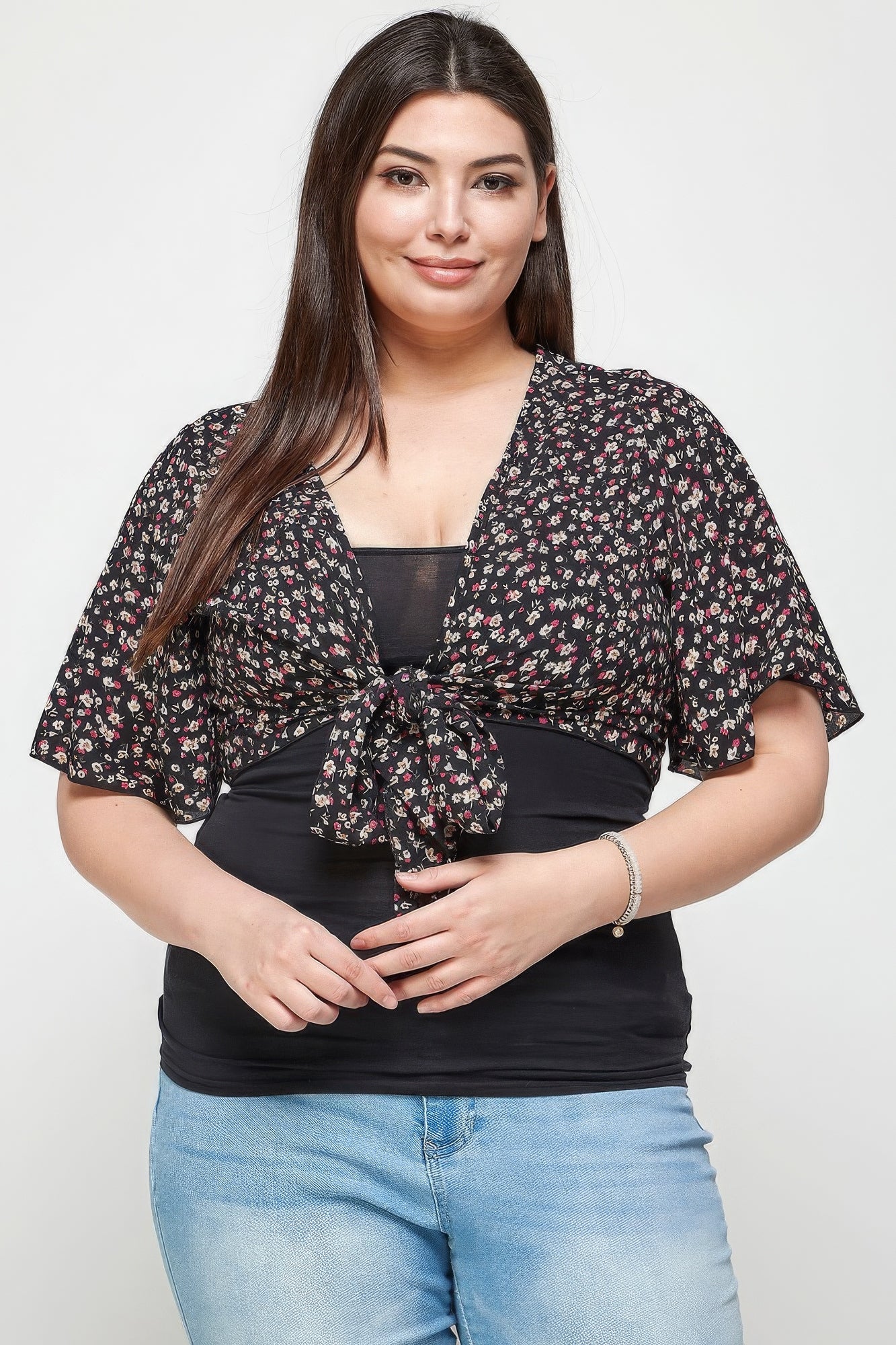 Plus Size Ditsy Floral Print Cropped Bolero Cardigan β Stylish & Comfortable β menβs fashion, stylish and versatile