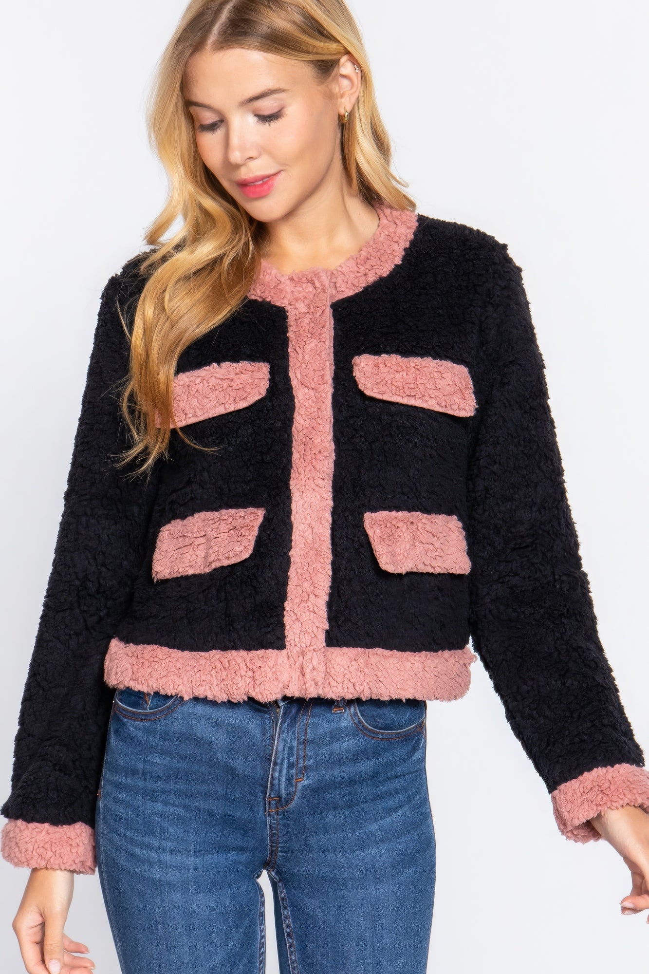 Sale - Long Sleeve Pocket Detail Faux Fur Jacket – On Sale Now
