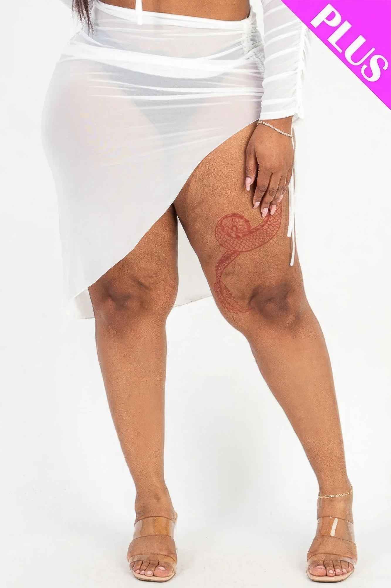Plus Size Plus Sexy Sheer Mesh Drawstring Ruched Skirt β Stylish & Comfortable β menβs fashion, stylish and versatile