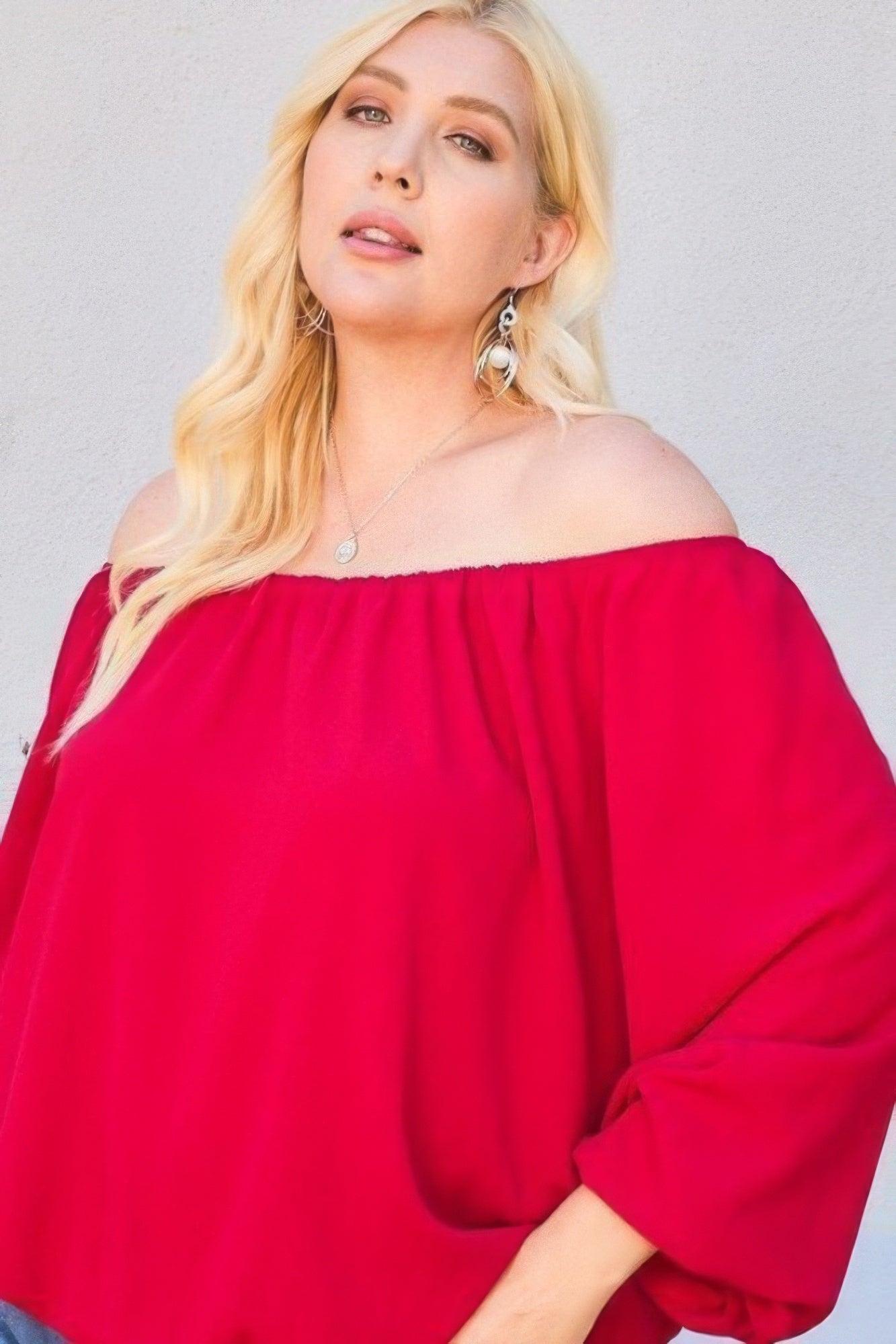 Plus Size Off Shoulder Long Bubble Sleeve Solid Top β Stylish & Comfortable β menβs fashion, stylish and versatile