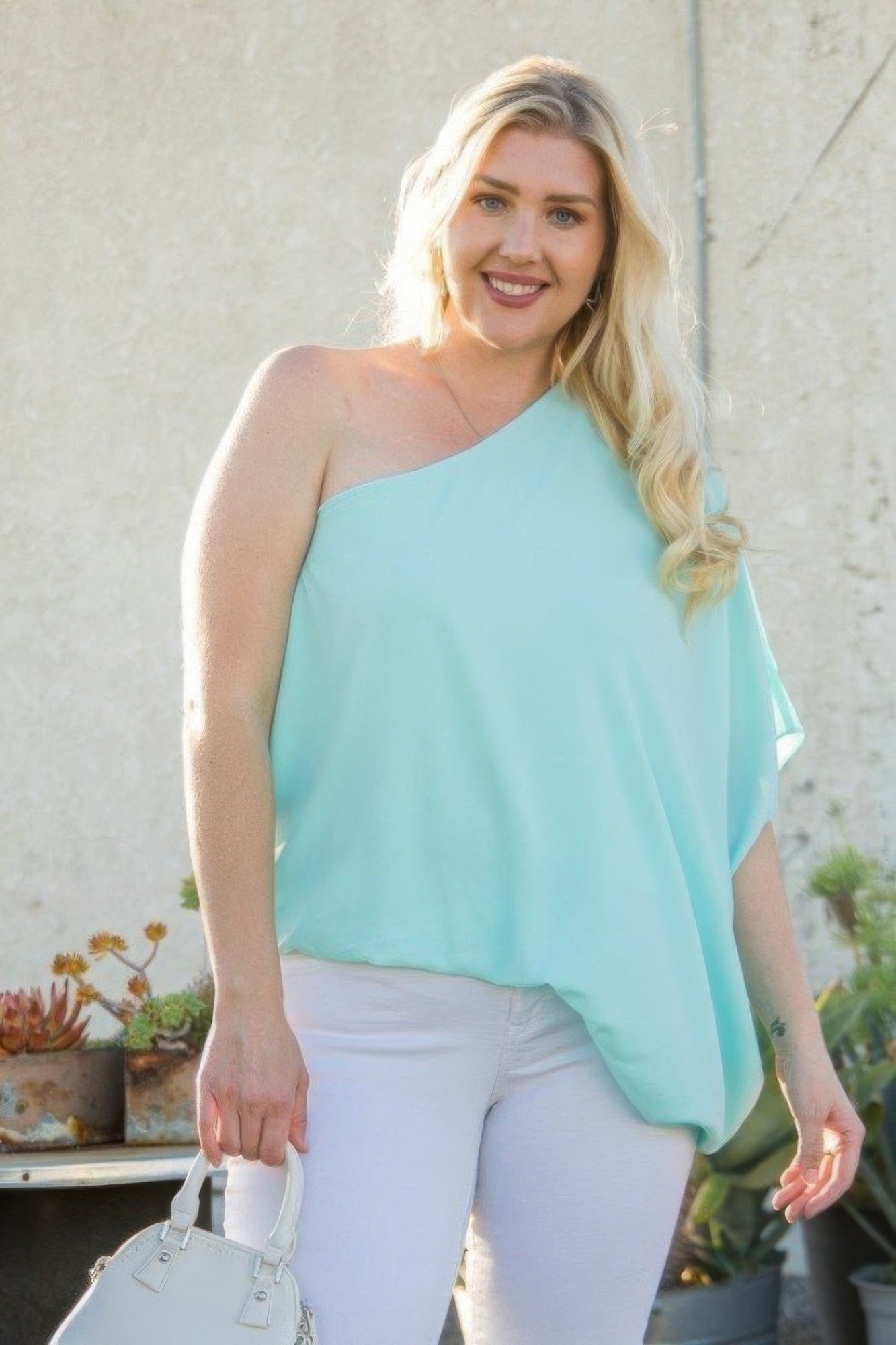 Plus Size One Shoulder Long Sleeve Unbalance Top β Stylish & Comfortable β menβs fashion, stylish and versatile