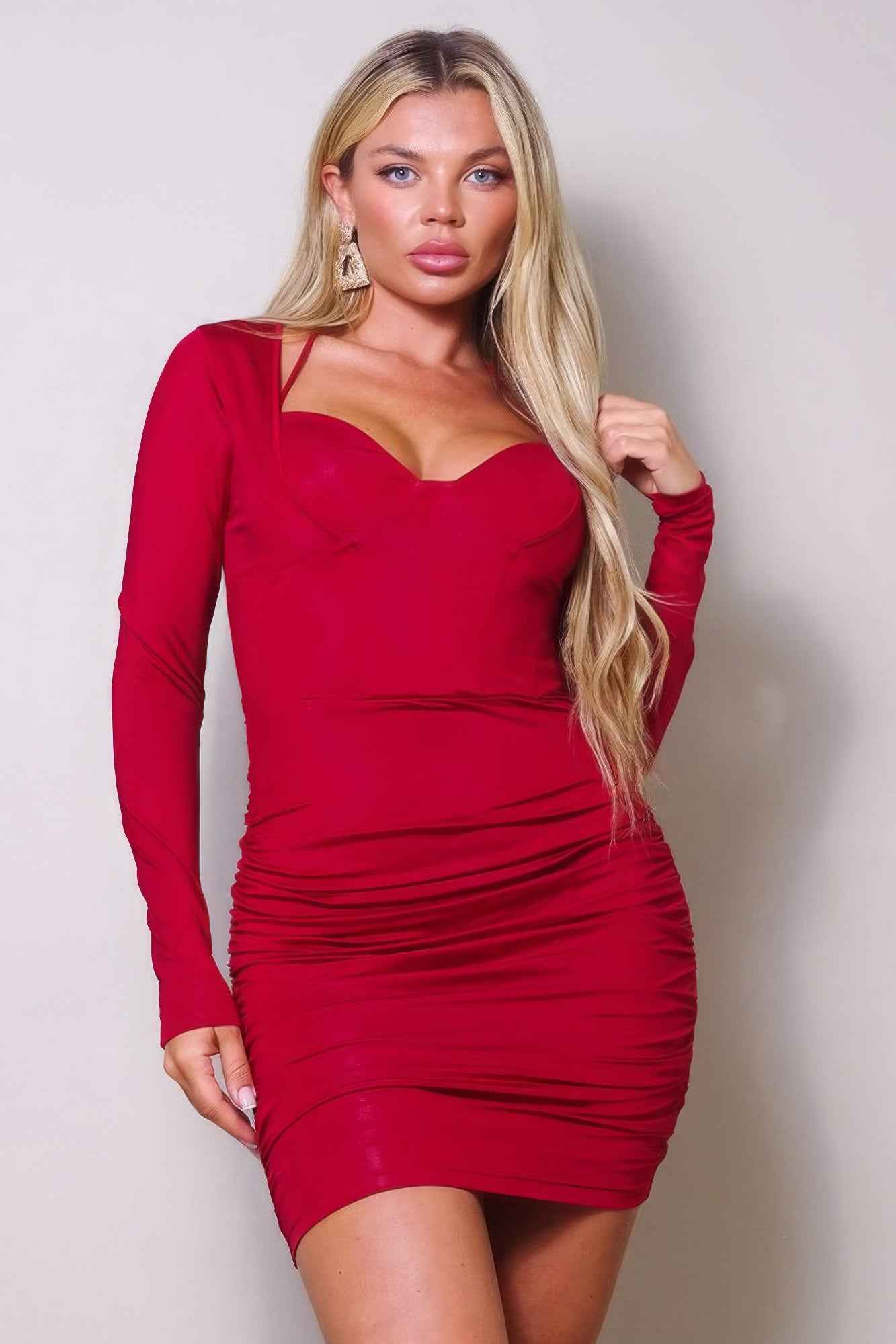 Sale - Long Sleeve Corset Halter Tie Mini Dress – On Sale Now