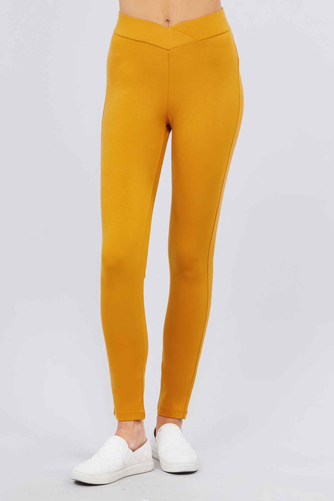 Mid-rise Ponte Pants – mustard, fashion, women style