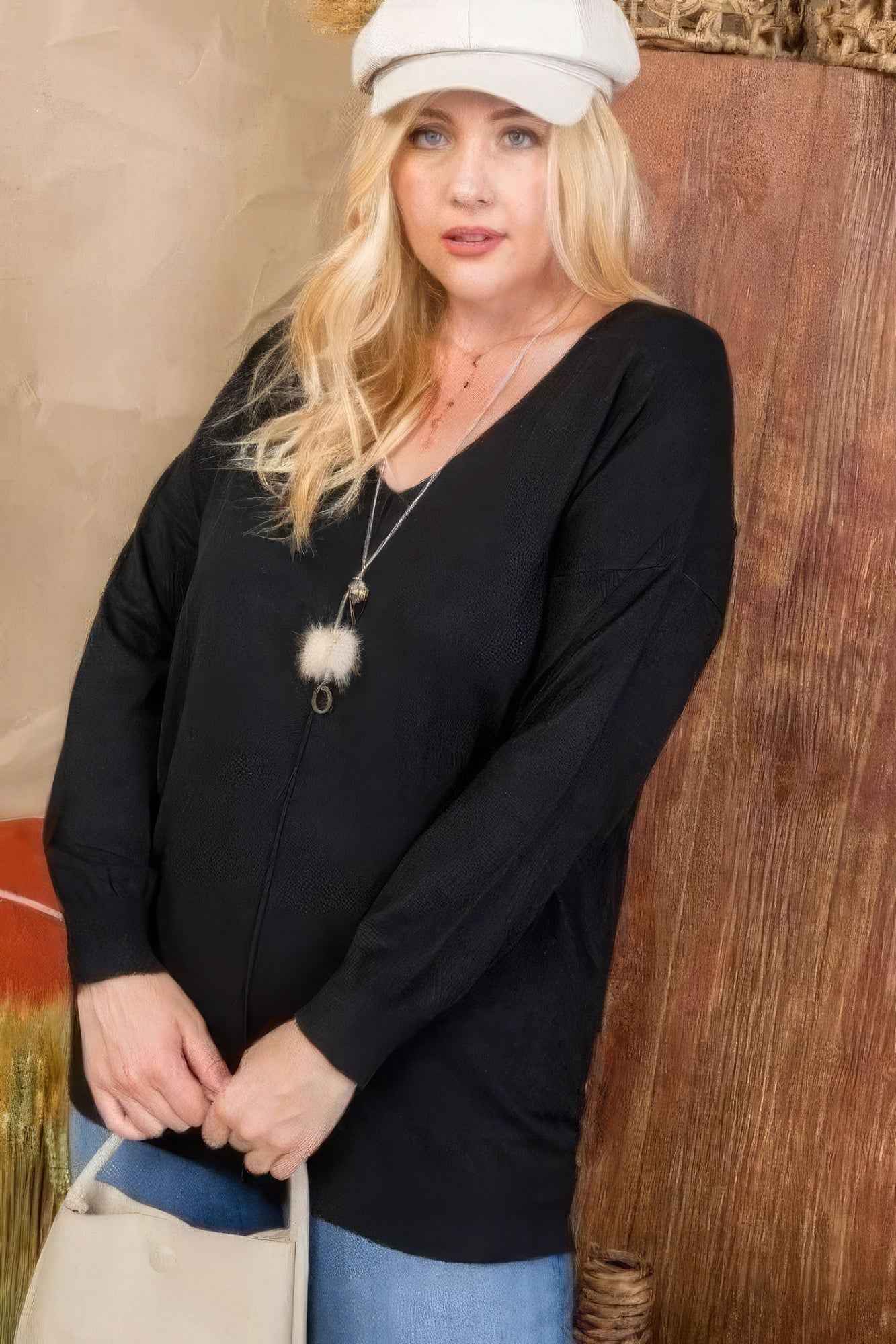 Plus Size V Neck 3/4 Sleeve Side Slit Hi-lo Sweater β Stylish & Comfortable β menβs fashion, stylish and versatile