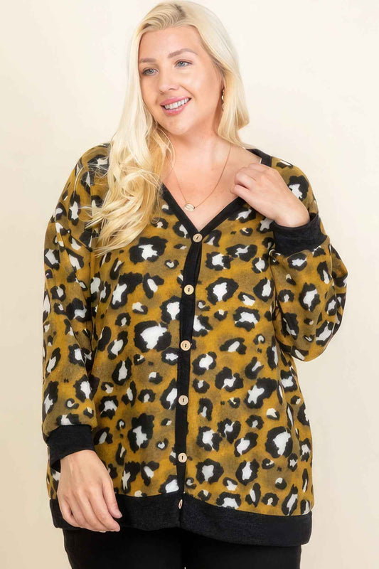 Plus Size Cozy Animal Mir Print With Brush Button Up Cardigan – Stylish & Comfortable – men’s fashion, stylish and versatile