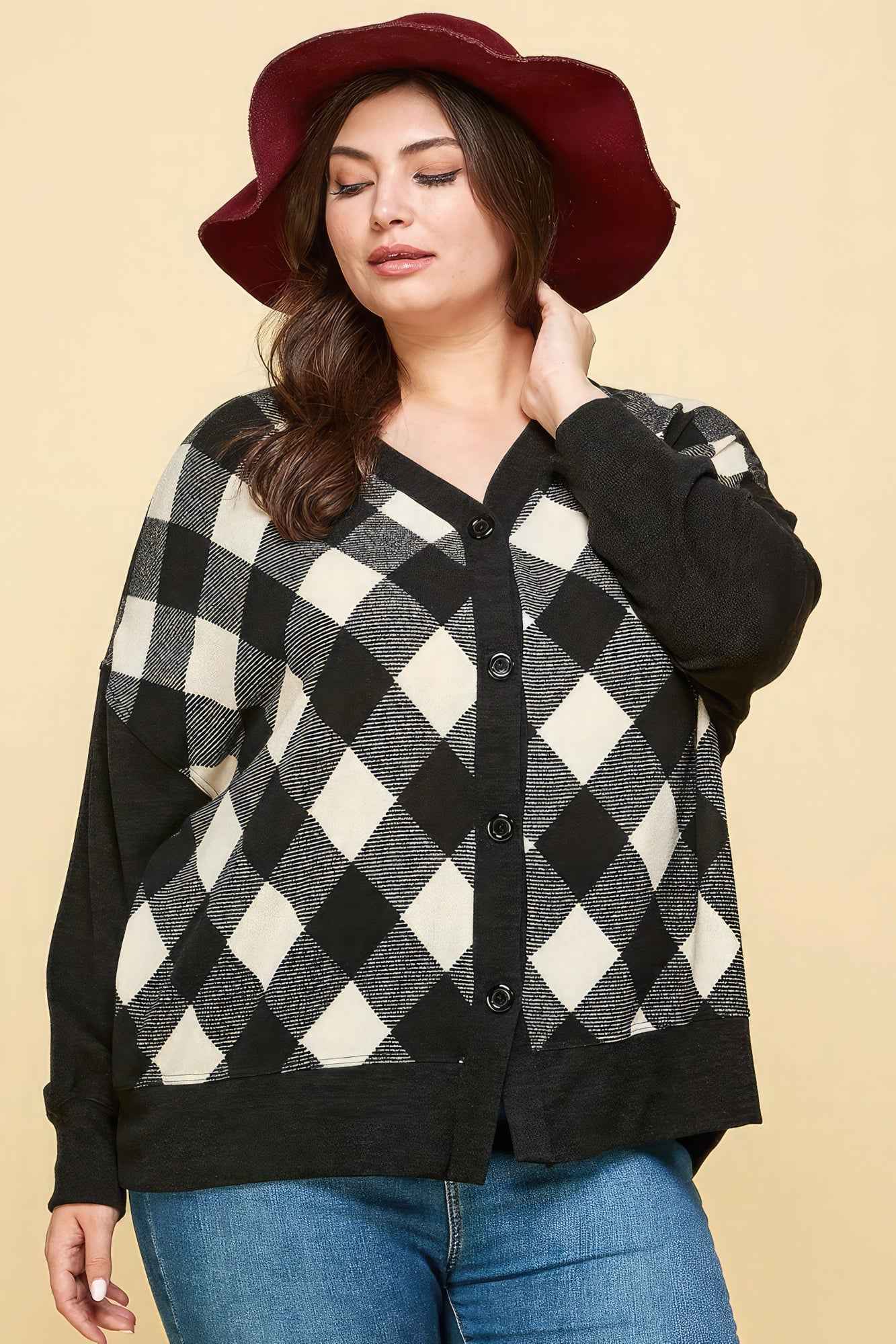 Plus Size Buffalo Plaid Knit Button Up Oversize Cardigan β Stylish & Comfortable β menβs fashion, stylish and versatile