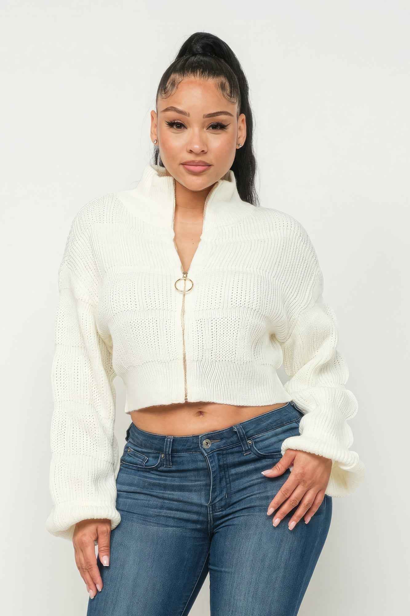 Sale - Sweater Top W/ Front Zipper – On Sale Now