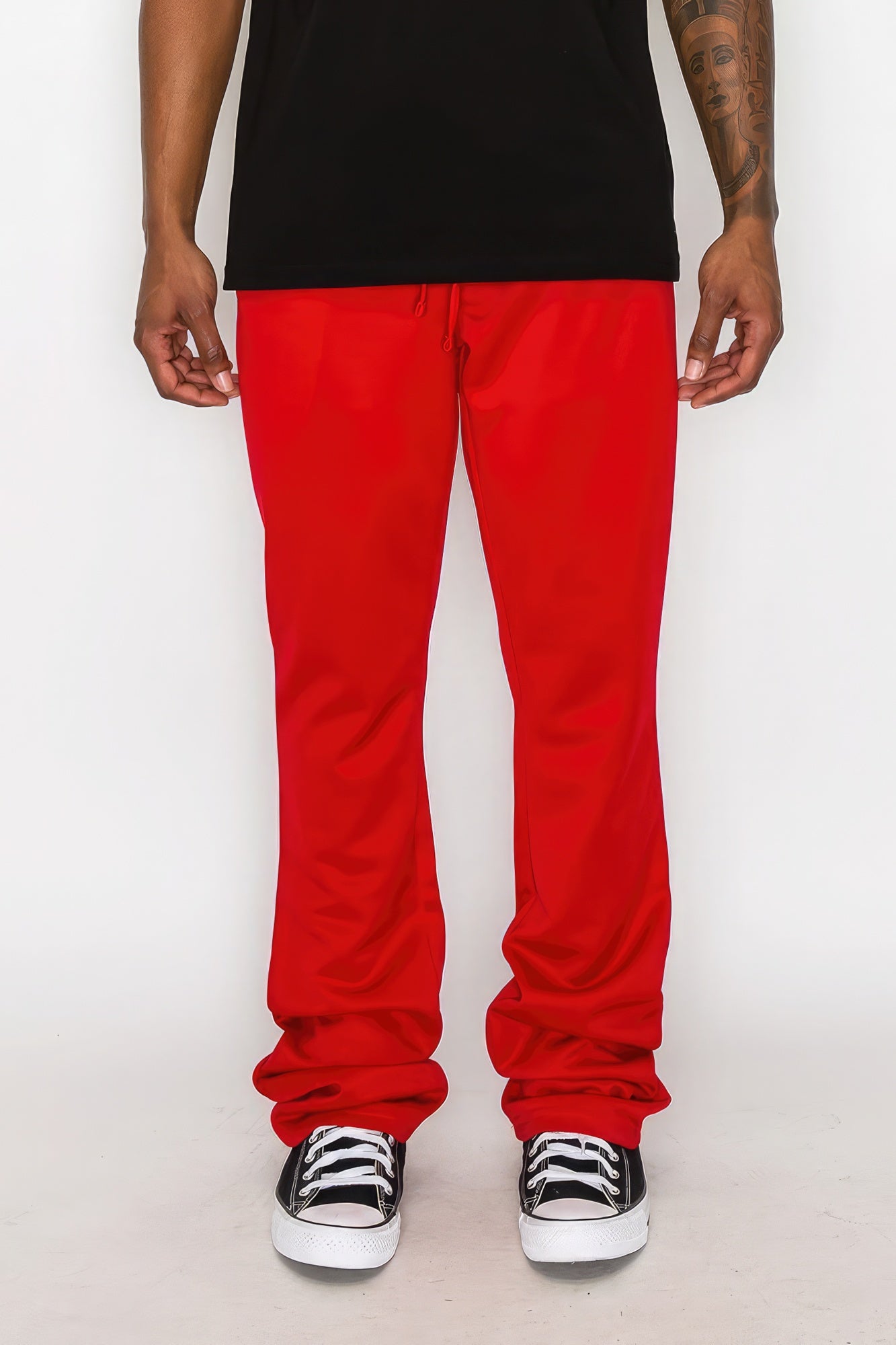 Solid Flare Stacked Track Pants β menβs fashion, stylish and versatile