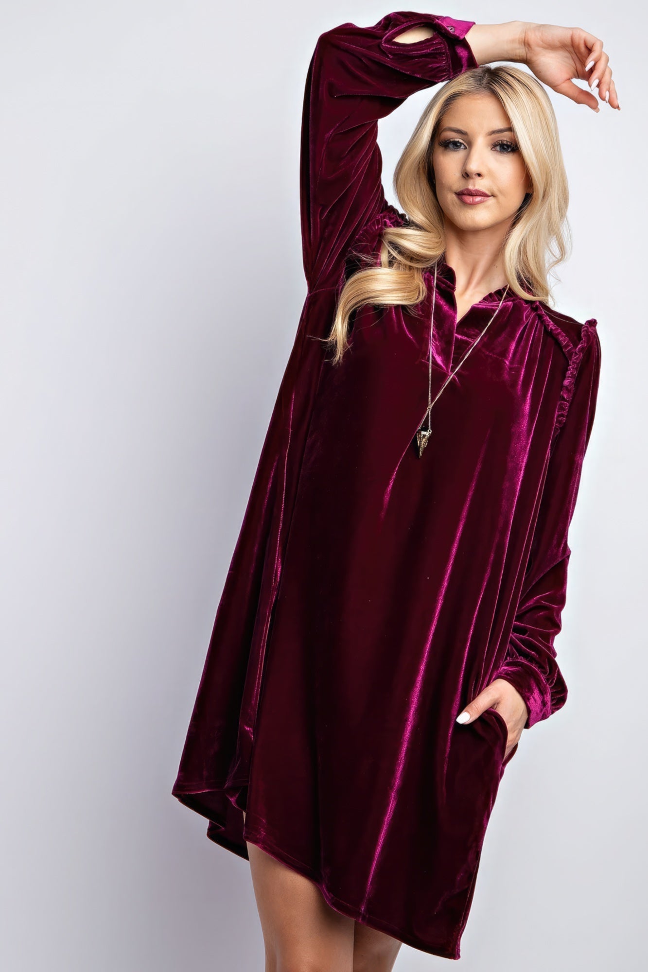 Sale - Mini Ruffle Detailing Velvet Dress – On Sale Now