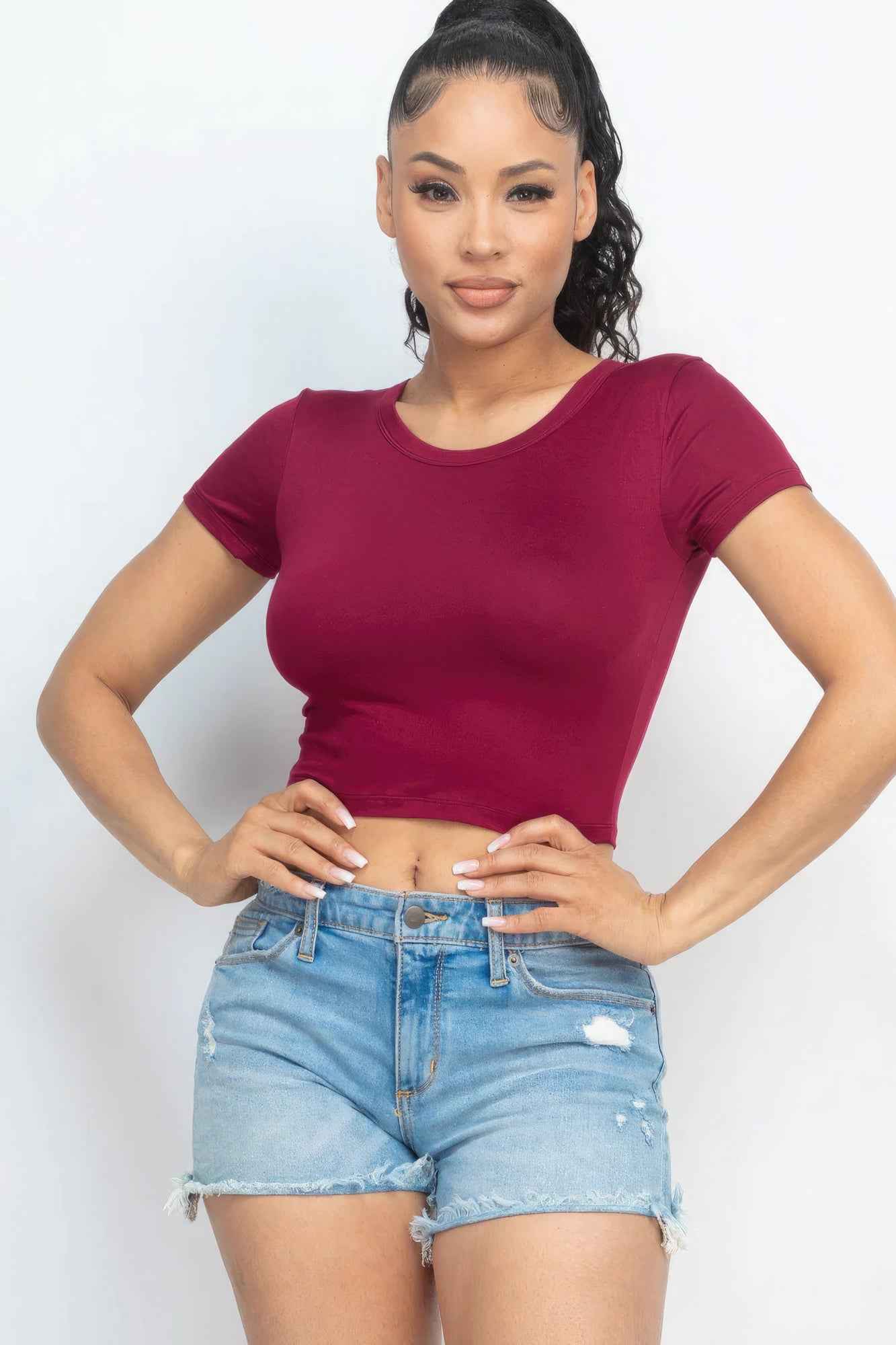 Sale - Short Sleeve Roundneck Crop Top – On Sale Now