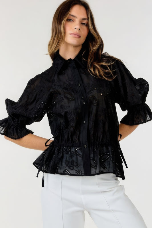 New Arrival – Button-down Collar Neck Embroidered Top – New Arrival Now Live