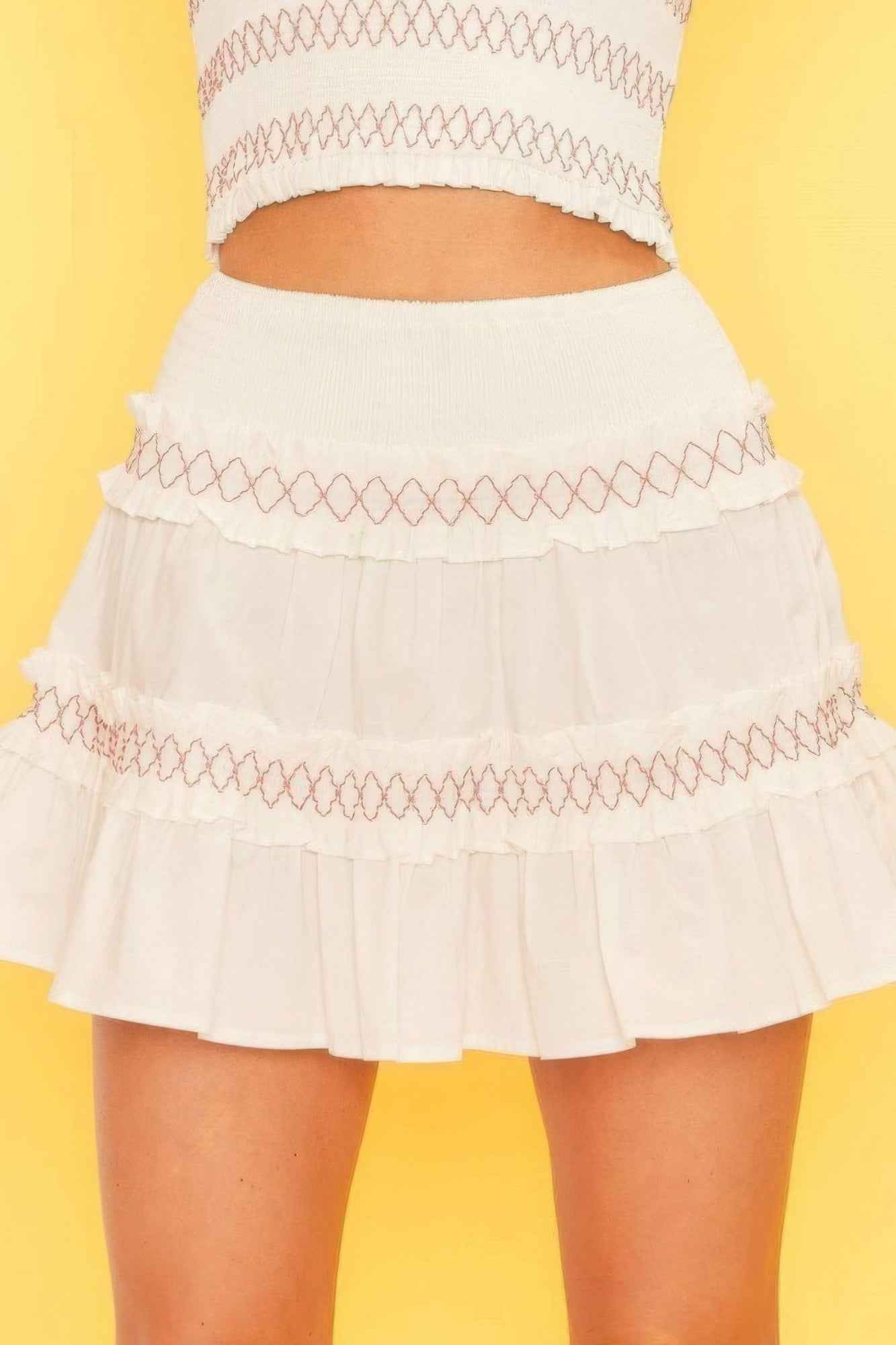 New Arrival – Waist Smocking Ruffle And Shirring Mini Skirt – New Arrival Now Live
