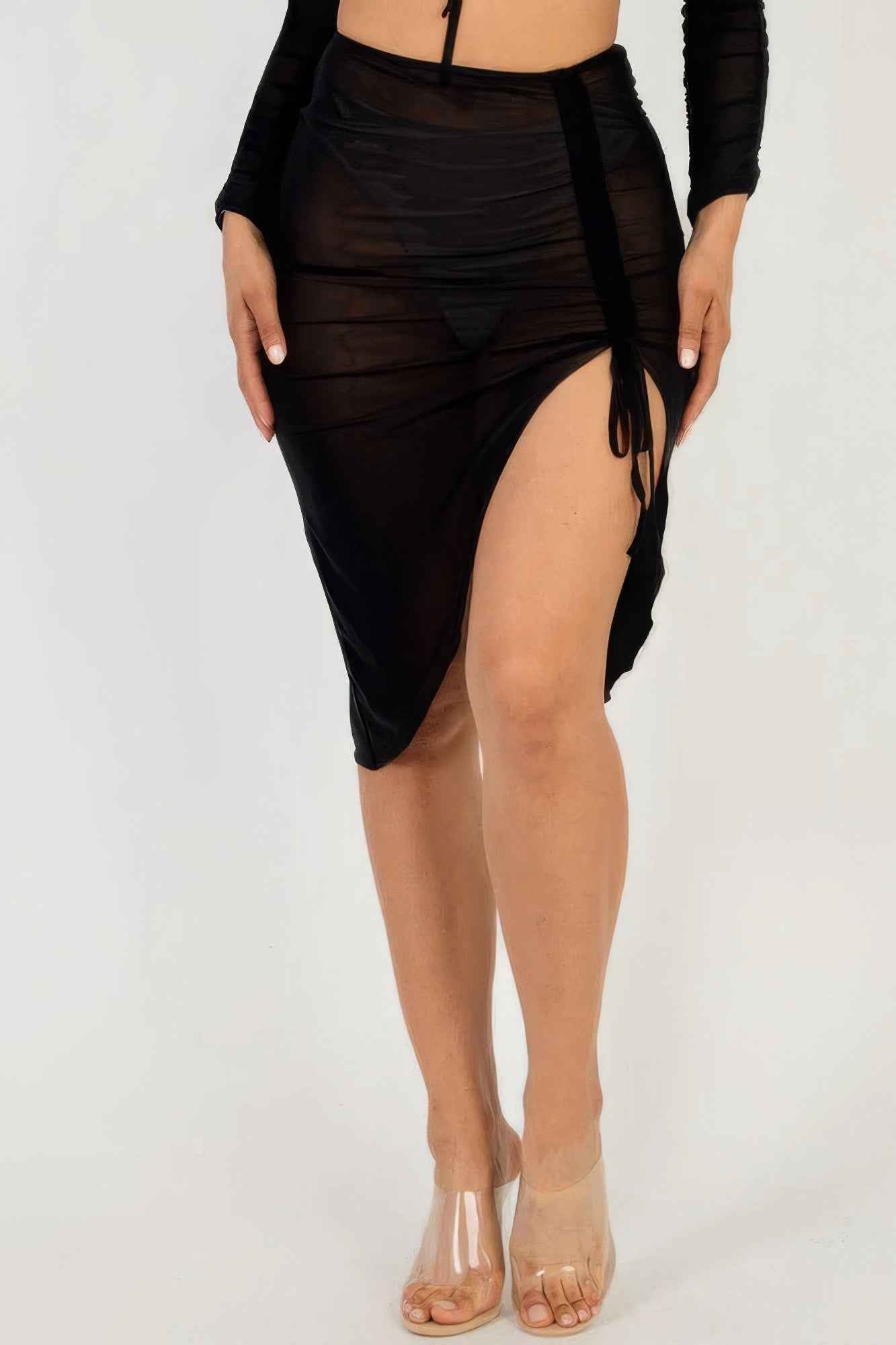 New Arrival – Sexy Sheer Mesh Drawstring Ruched Skirt – New Arrival Now Live