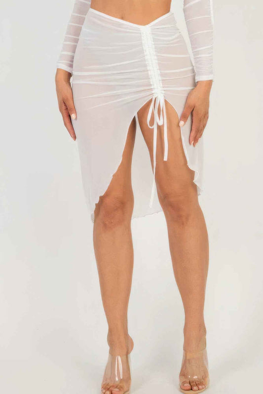 New Arrival – Sexy Sheer Mesh Drawstring Ruched Skirt – New Arrival Now Live