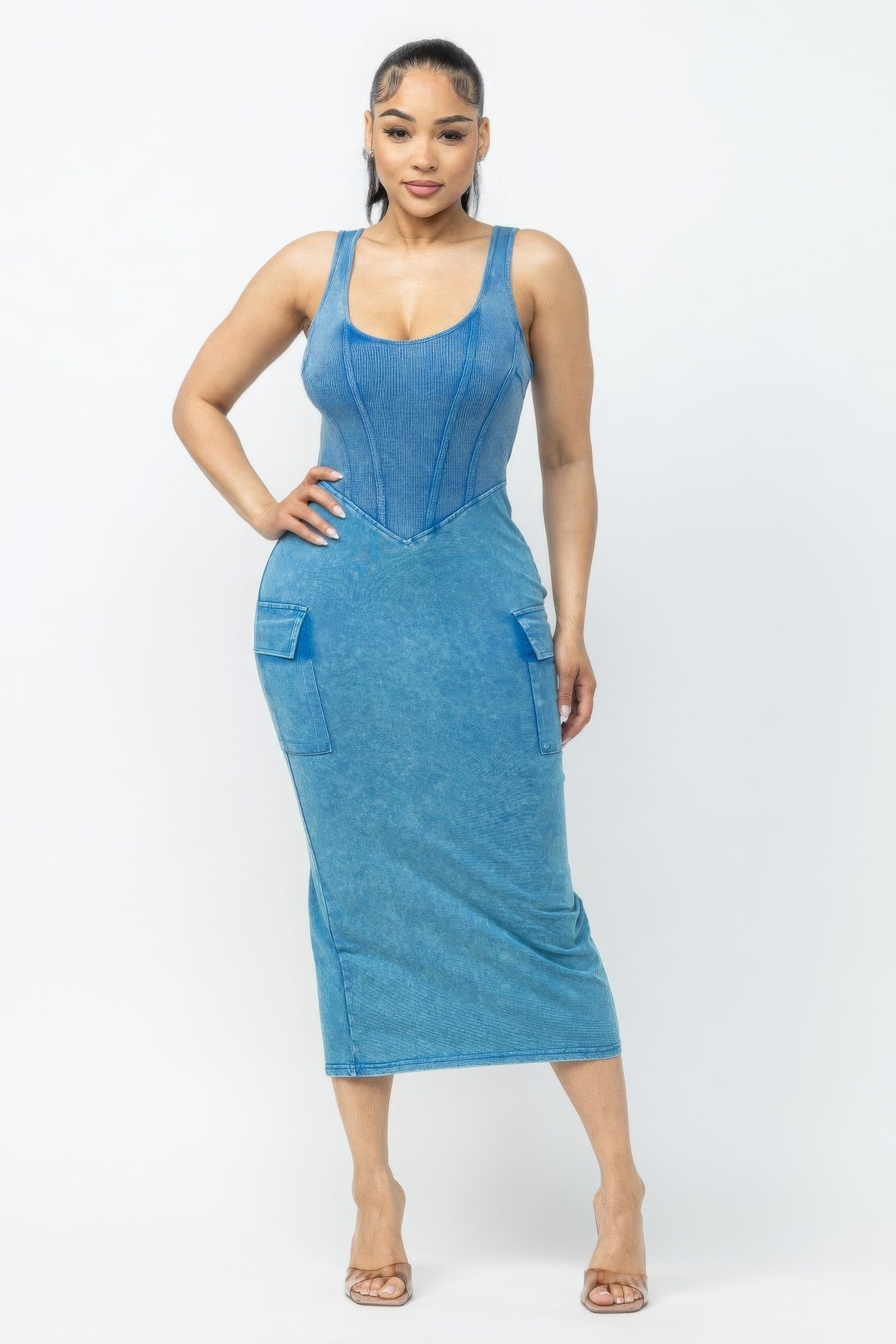 New Arrival – Acid Washed Cargo Midi Dress – New Arrival Now Live