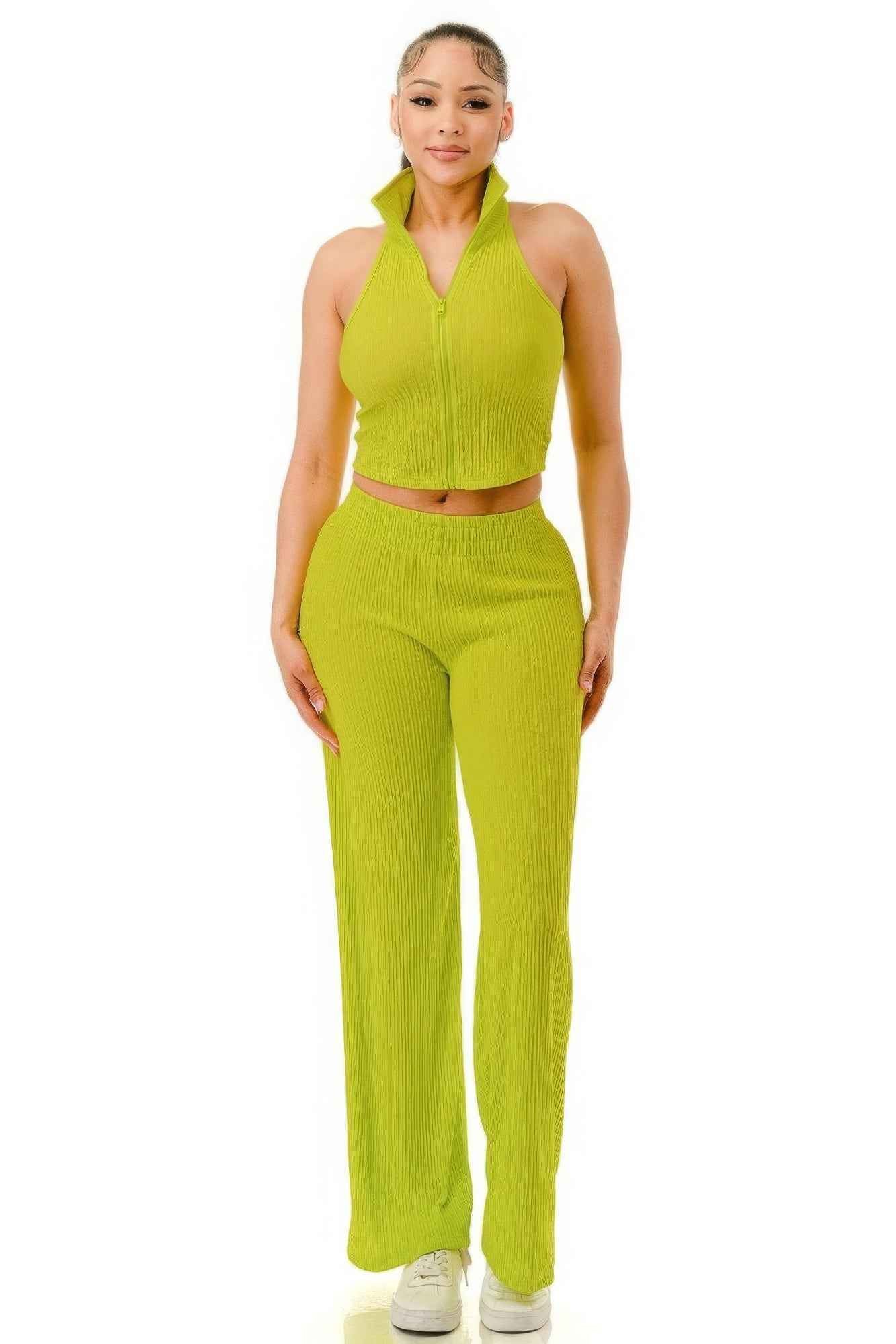 New Arrival – Crinkle Wide Pants Set Zipper – New Arrival Now Live