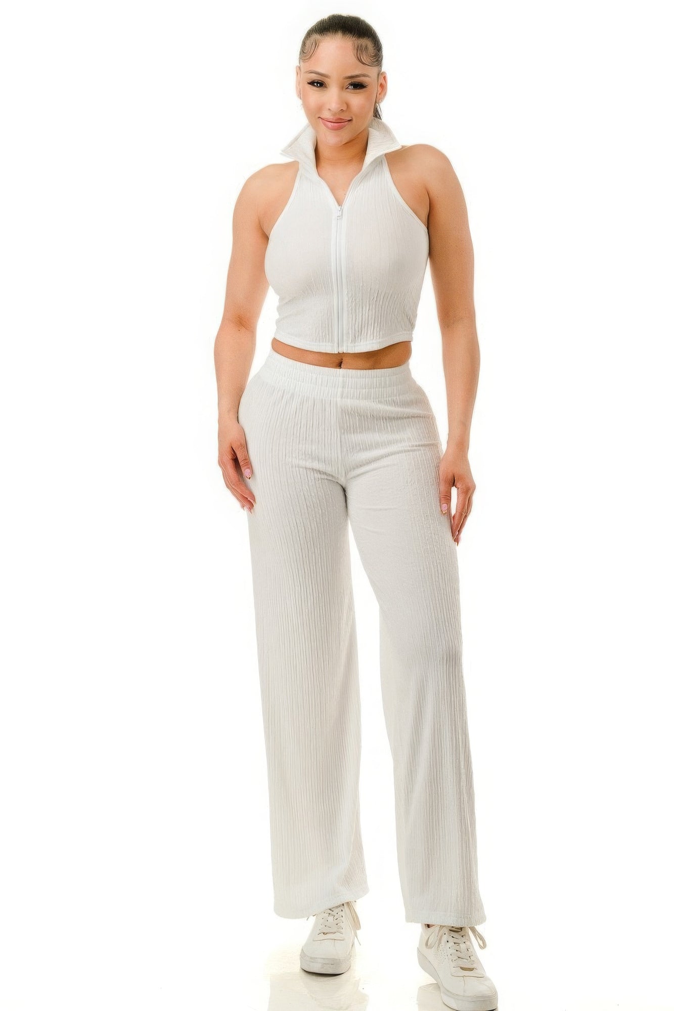 New Arrival – Crinkle Wide Pants Set Zipper – New Arrival Now Live