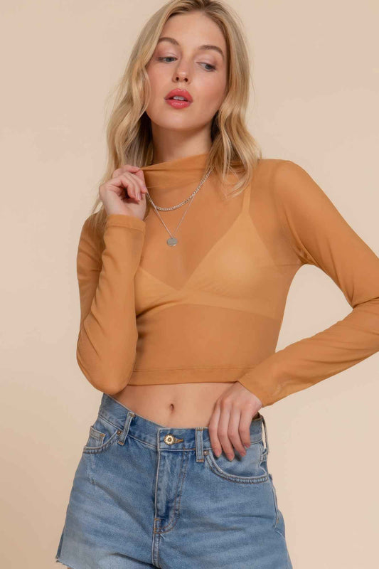New Arrival – Long Sleeve Mock Neck Mesh Top – New Arrival Now Live