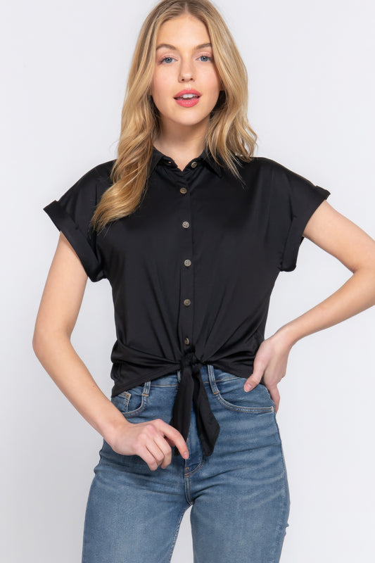 New Arrival – Short Slv Front Tie Stretch Ity  Top – New Arrival Now Live