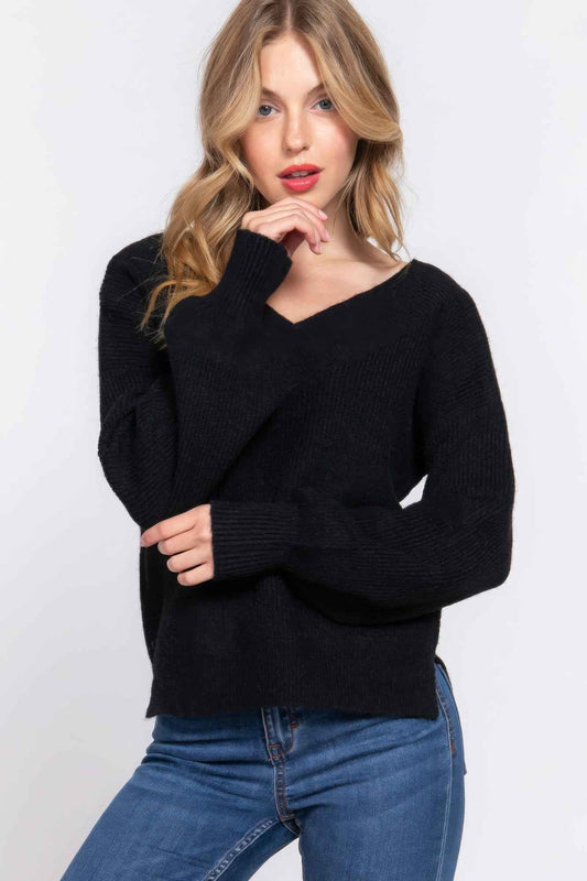 New Arrival – Long Slv Double V-neck Sweater – New Arrival Now Live