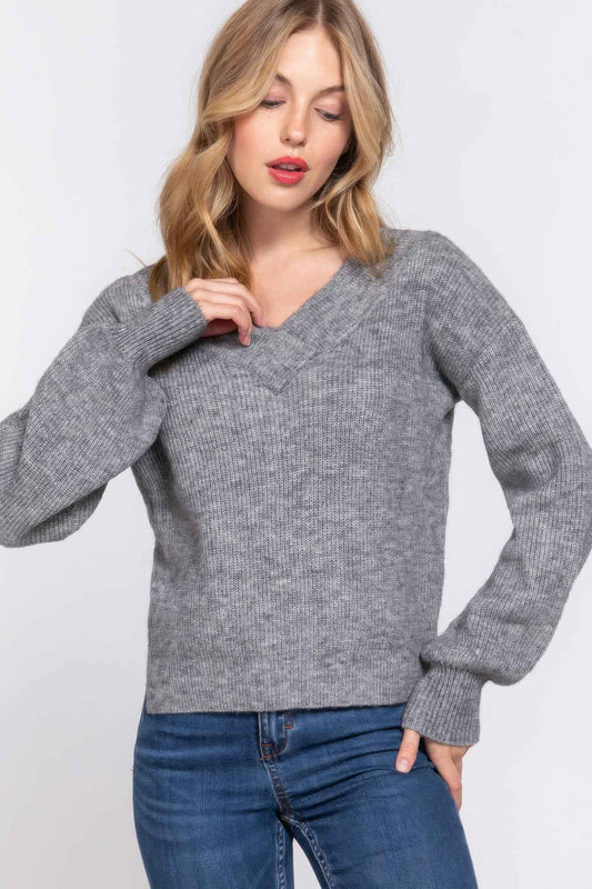 New Arrival – Long Slv Double V-neck Sweater – New Arrival Now Live