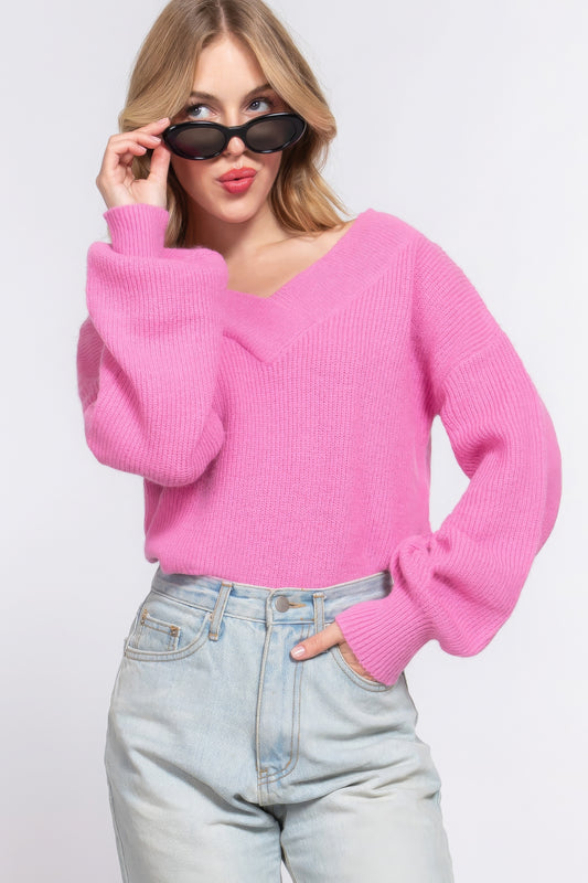 New Arrival – Long Slv Double V-neck Sweater – New Arrival Now Live