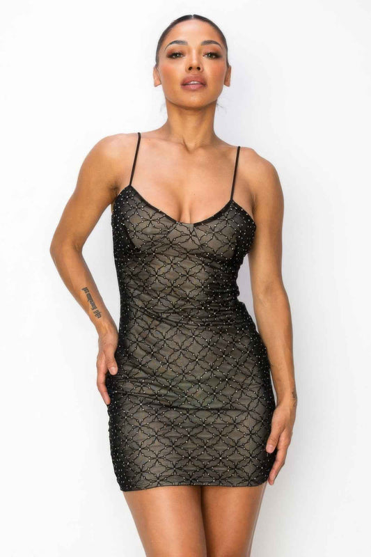 New Arrival – Black Mesh Mini Dress With Sequinbs – New Arrival Now Live