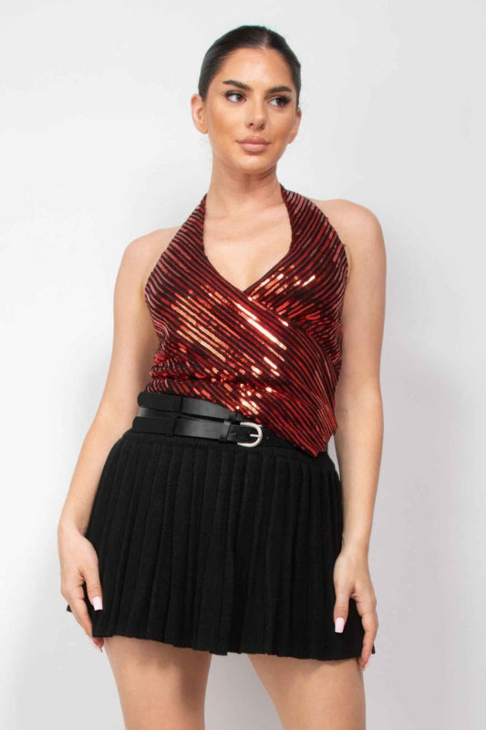 New Arrival – Surplice Halter Sequin Top – New Arrival Now Live