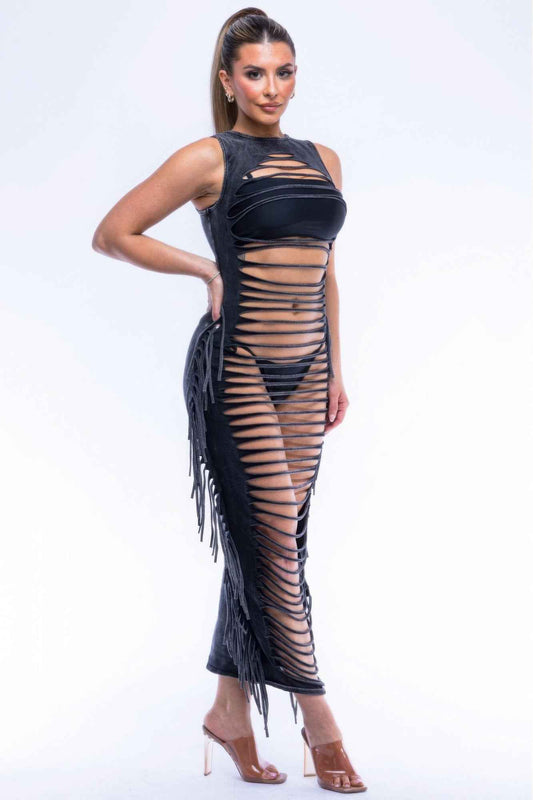 New Arrival – Fringe Cut Out Maxi Dress – New Arrival Now Live