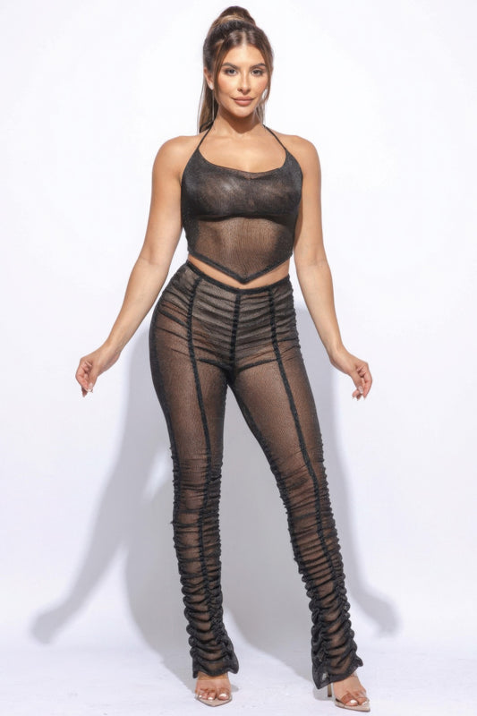 New Arrival – Halter Top Ruched Pants Set – New Arrival Now Live