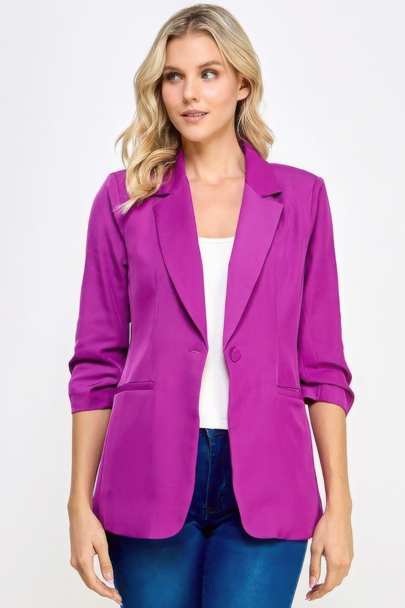 New Arrival – Buttoned Detail 3/4 Sleeve Blazer – New Arrival Now Live