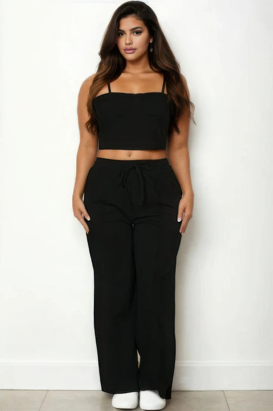 New Arrival – Plus Bustier Crop Cami Top & Slant Pocket Straight Pants – New Arrival Now Live