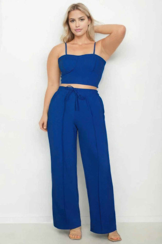New Arrival – Plus Bustier Crop Cami Top & Slant Pocket Straight Pants – New Arrival Now Live