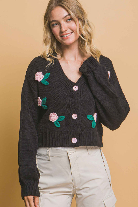 New Arrival – Mid cropped flower cardigan – New Arrival Now Live
