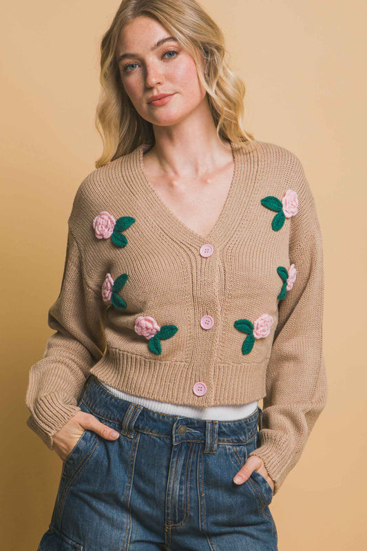 New Arrival – Mid cropped flower cardigan – New Arrival Now Live