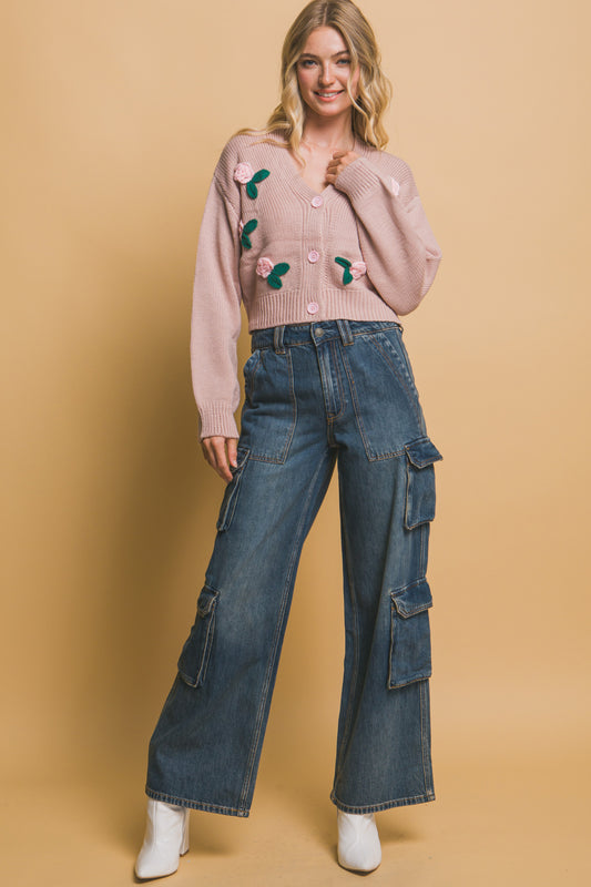 New Arrival – Mid cropped flower cardigan – New Arrival Now Live