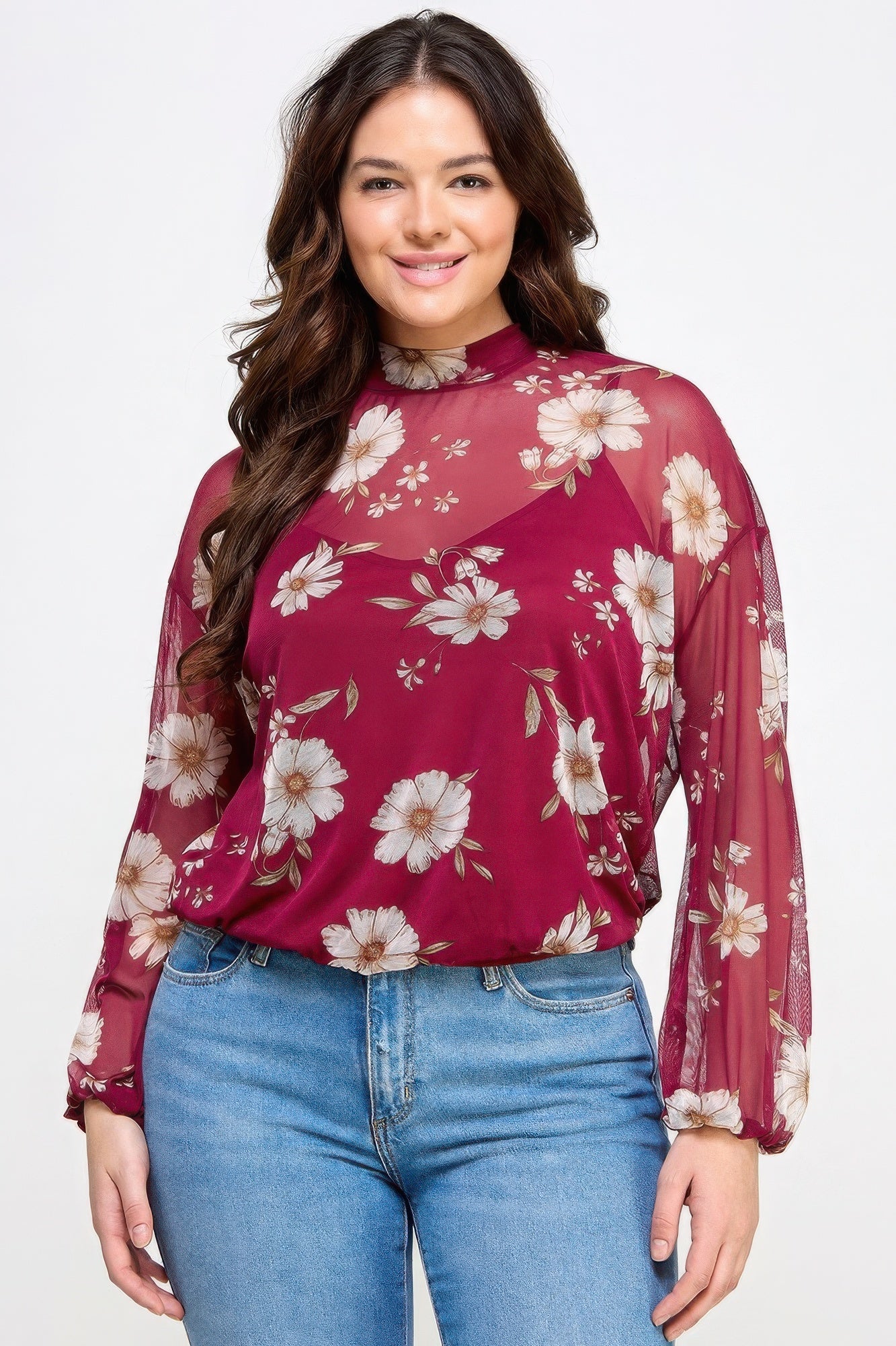 New Arrival – Mesh Floral Ls Top W/cami – New Arrival Now Live