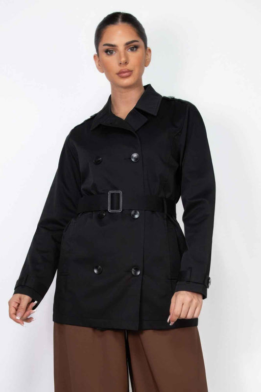 New Arrival – Double-breasted Notch Belted Coat – New Arrival Now Live